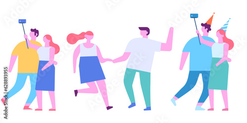 Vector illustration of happy people cartoon with white background 