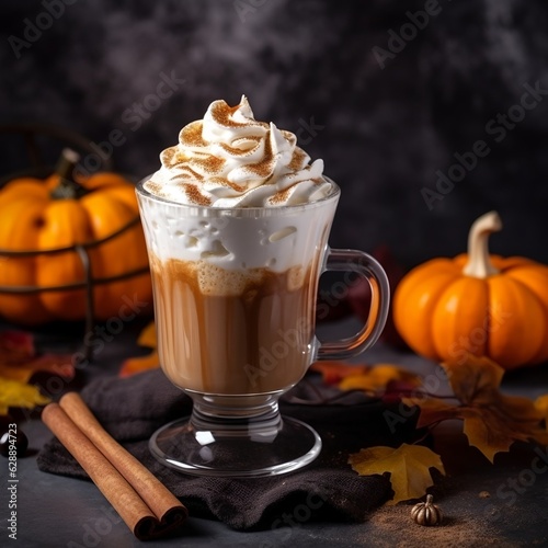 Pumpkin spice latte, delicious autumn drink generative ai