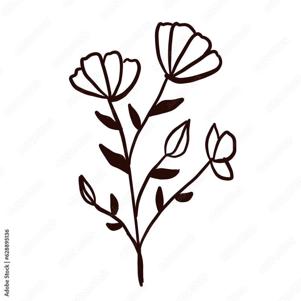 Obraz premium floral line art doodle element, for background, wallpaper, pattern 