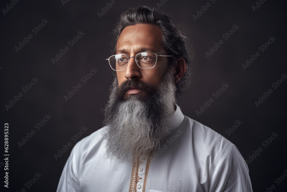 Fototapeta premium A Muslim man with a beard and glasses prays to Allah Fictional Character Created By Generative AI