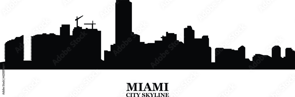 Miami Florida City Skyline Silhouette