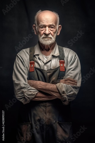 The Old Man With Wrinkles and A Big Belly Button - Portrait Fictional Character Created By Generative AI