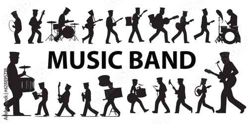 A Set of Silhouette Music Band People Vector illustration