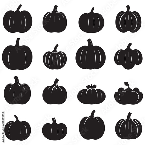 A set of silhouette pumpkin vector illustration