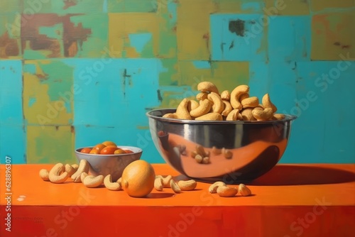 A Variety of Nuts in Bowls on an Artistic Tabletop
