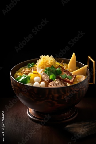 A delicious and healthy Asian cuisine in a bronze pot