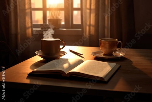Enjoying a peaceful moment with a cup of coffee and an open book
