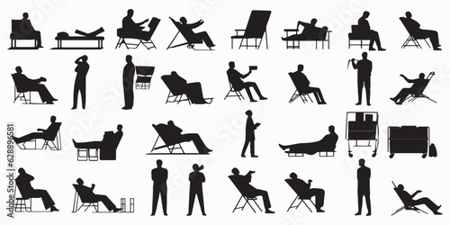 A group of relaxed people silhouette vector illustration