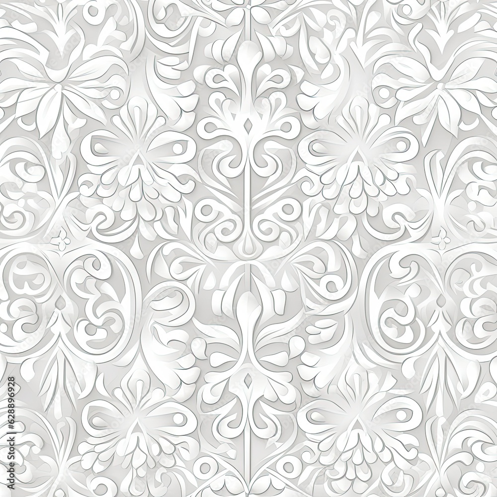  White Flower Pattern Design Wallpaper Generative AI