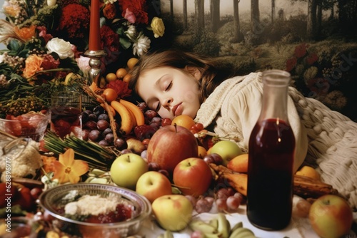 The Sleeping Beauty of the Apple Orchard Fictional Character Created By Generative AI