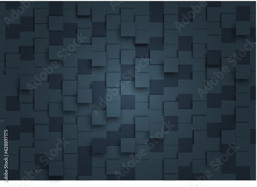 Fototapeta Naklejka Na Ścianę i Meble -  Polished, Semigloss Wall background with tiles. Triangular, tile Wallpaper with 3D, Black blocks. 