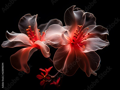 3D illustration of a fractal magnolia flower on a black background