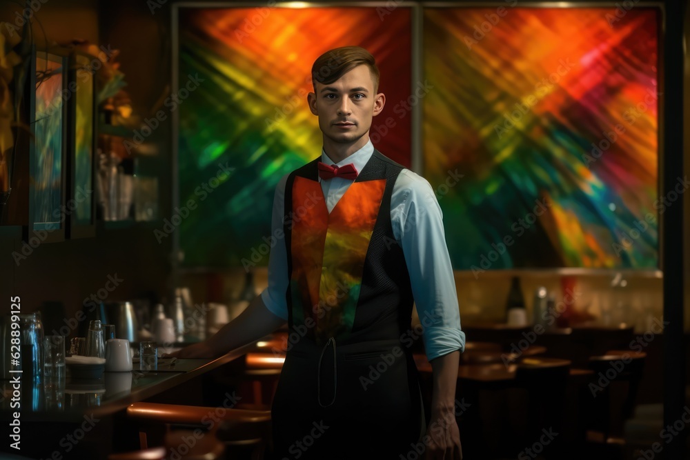 A Waiter in a Restaurant or Bar Fictional Character Created By Generative AI.