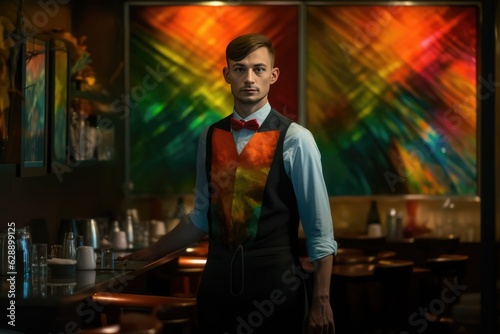 A Waiter in a Restaurant or Bar Fictional Character Created By Generative AI.