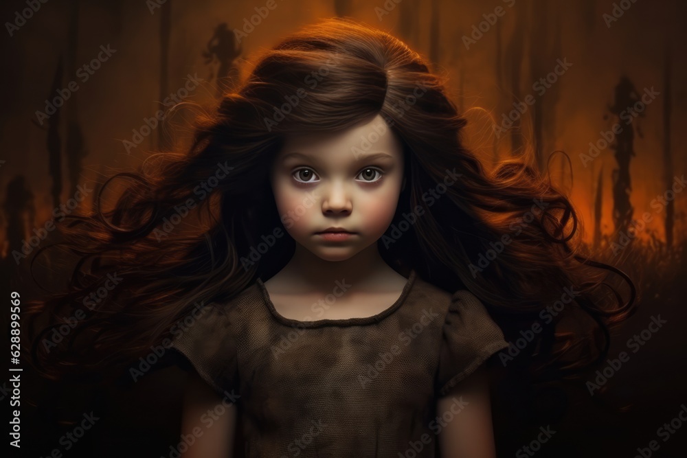 Enchanting Portrait of a Young Girl with Long Hair Fictional Character Created By Generative AI.