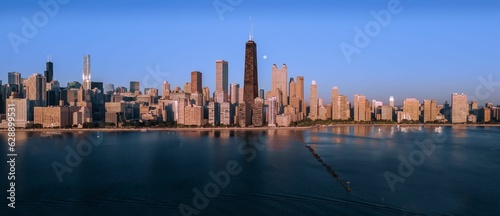 Aerial view of the iconic skyline of Chicago, Illinois