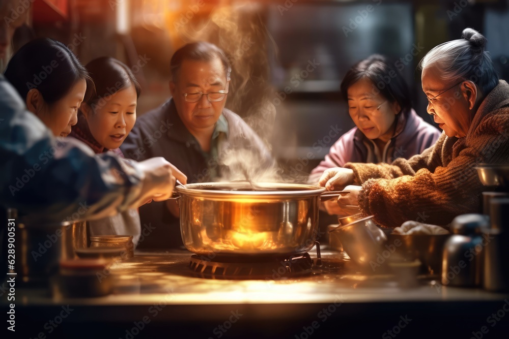 A group of people gather around a table to enjoy a meal Fictional Character Created By Generative AI. A group of people gather around a table to enjoy a meal Fictional Character Created By Generative AI.