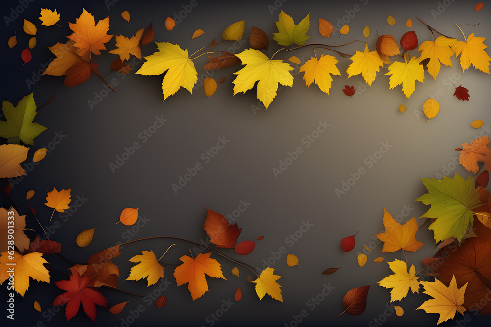 autumn leaves frame (Generative AI)