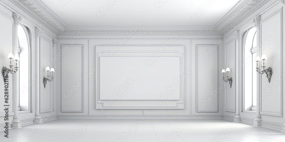 Fototapeta premium Empty room with picture frame. Generative AI