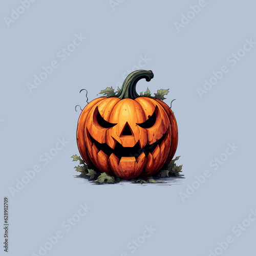 Halloween 3d vector illustration of a horror pumpkin head 31 october design photo