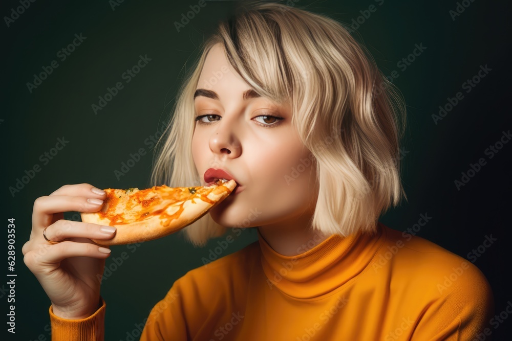Enjoying a delicious slice of pizza Fictional Character Created By Generative AI. Enjoying a delicious slice of pizza Fictional Character Created By Generative AI.