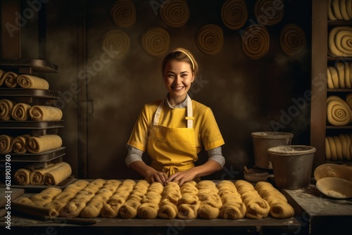 Baker's Delight - A Smiling Baker Creating Bread in the Kitchen Fictional Character Created By Generative AI.