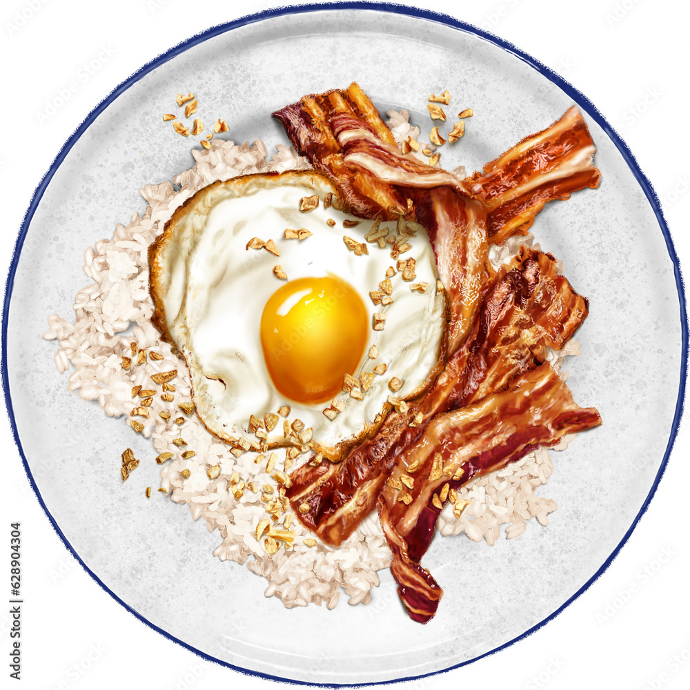 Realistic illustration of Bacon Silog a delightful Filipino breakfast