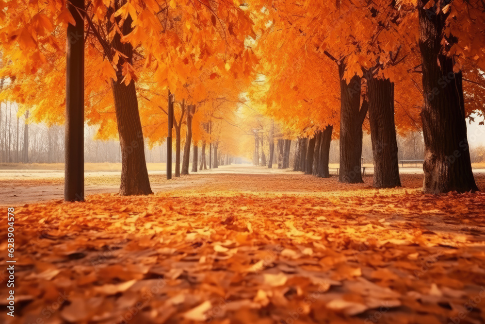 Colorful Autumn Landscape: Beautiful Foliage in the Park
