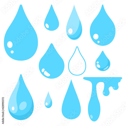 Water drops vector set isolated on a white background.