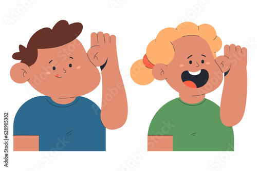 Nosy people vector cartoon characters isolated on a white background.