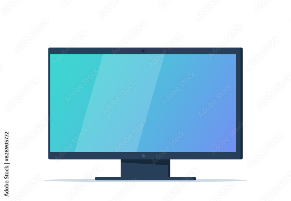 Modern computer monitor display with empty screen, blank copy space on computer. Front view. Vector illustration. Modern computer monitor display with empty screen, blank copy space on computer. Front view. Vector illustration.