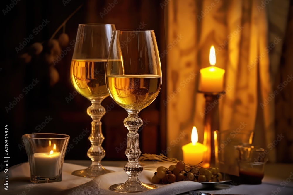 Elegant Wine Glasses on a Dining Table Elegant Wine Glasses on a Dining Table