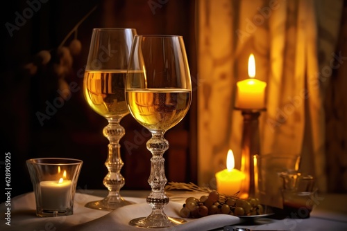 Elegant Wine Glasses on a Dining Table