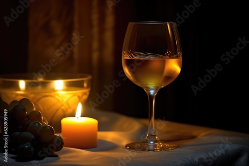 Wine Glass with Candle - Romantic Ambiance
