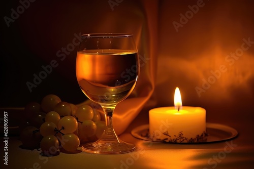 Wine and Grapes - A Romantic and Cozy Scene