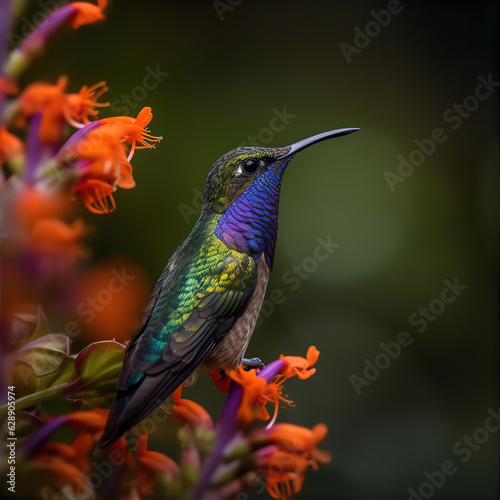 Glistening Pause - Hummingbird on Blossom