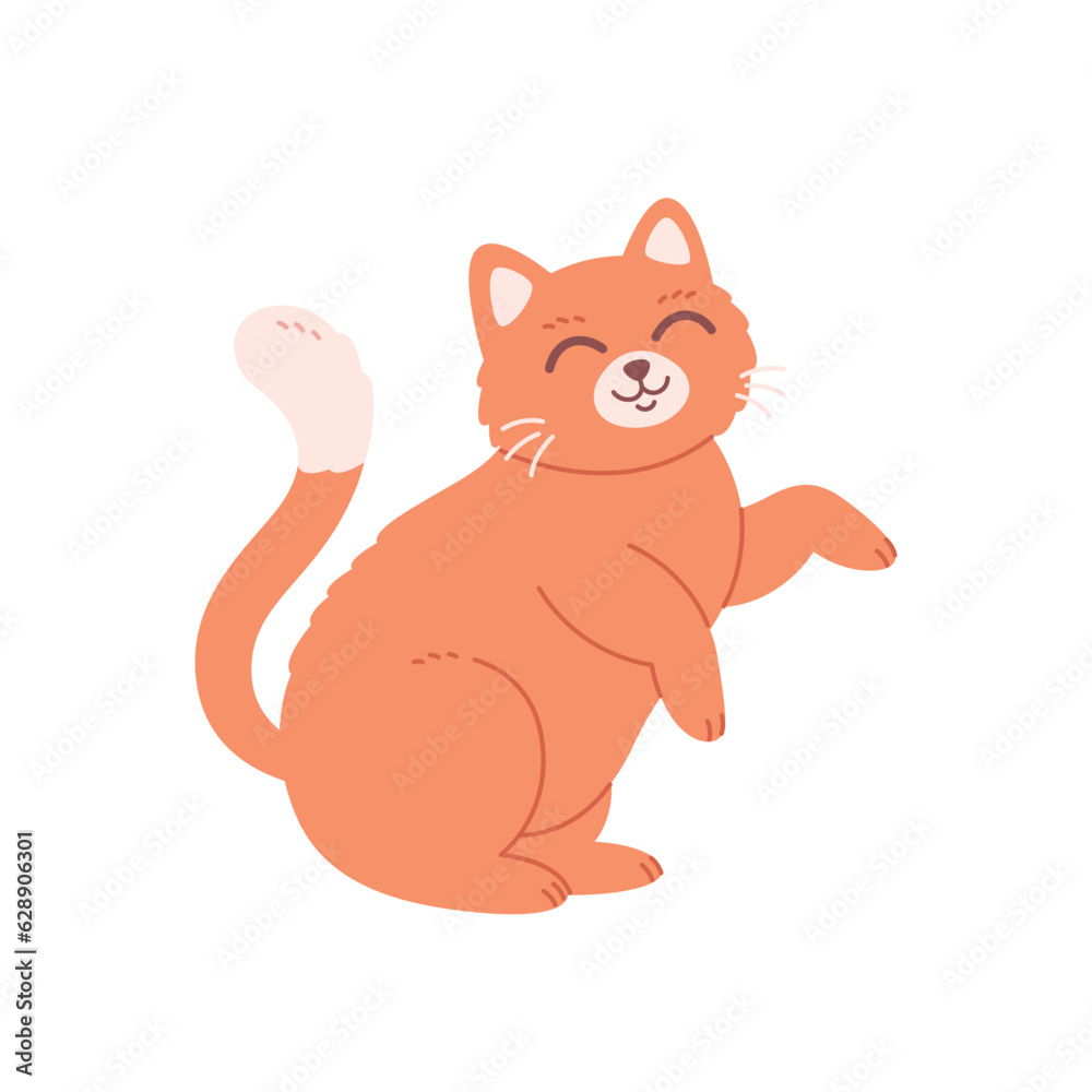 Cute ginger cat. Domestic pets, feline activities. Vector illustration in flat style Cute ginger cat. Domestic pets, feline activities. Vector illustration in flat style