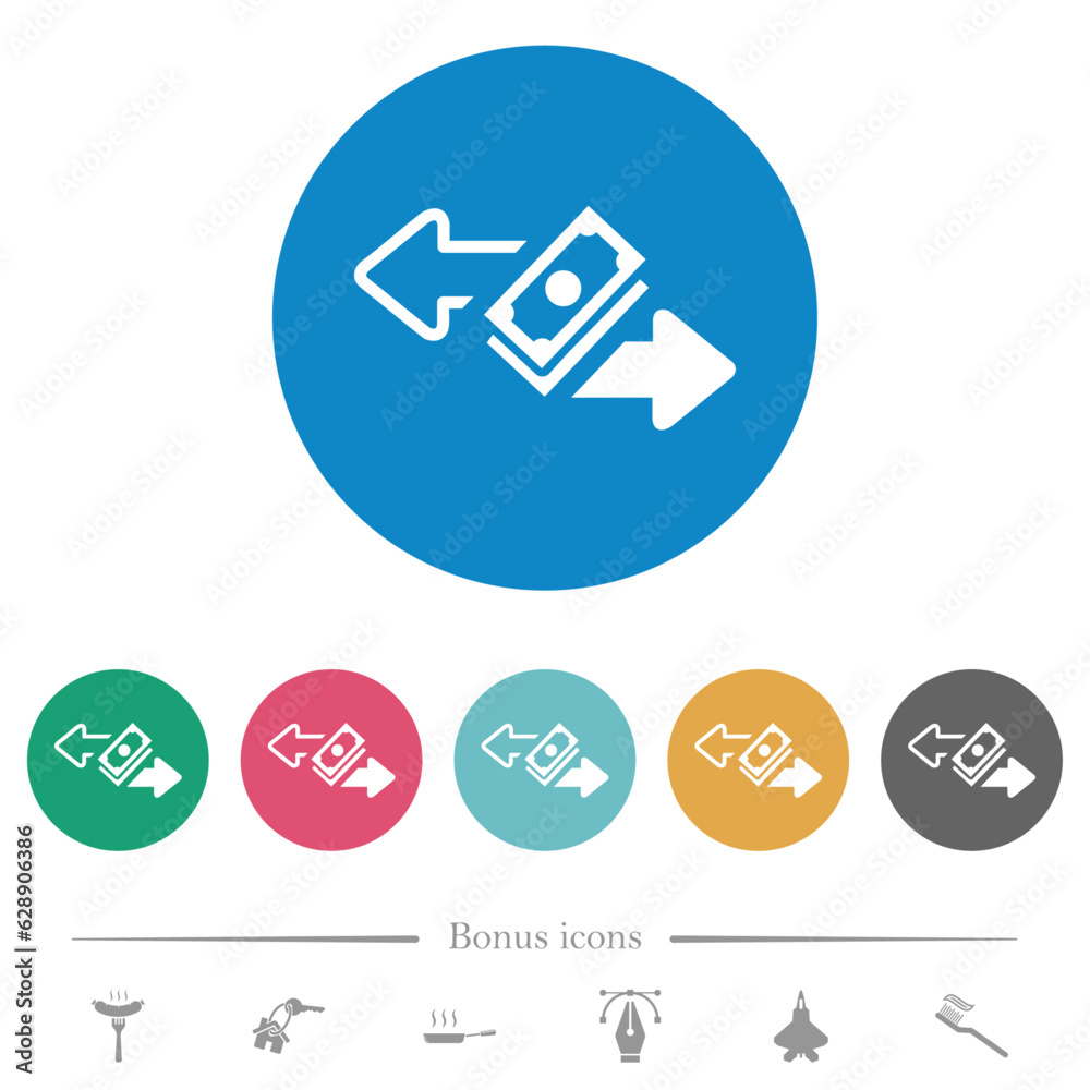 Money transactions flat round icons Money transactions flat round icons