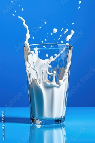 Milk spilling out from a glass. 