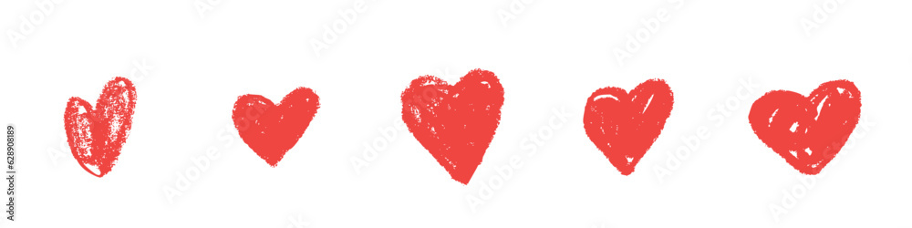 Love Heart Vector Icon with Grunge Brush Paint. Abstract Sketch Shape for Valentine's Day Design. Isolated Red Heart on White Background.