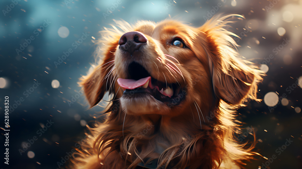Cute Dog on Pet themed Background, Ai Generative