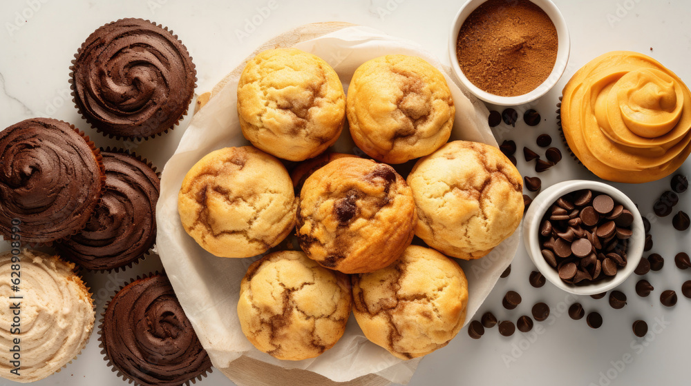 Baked goods display , Background, Food Photography, Generative Ai Baked goods display , Background, Food Photography, Generative Ai