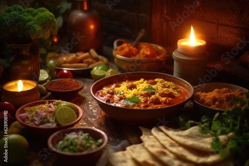 Rich and flavorful Indian cuisine displayed on a dining table