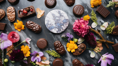 Luxurious spread of keto chocolate , Background, Food Photography, Generative Ai