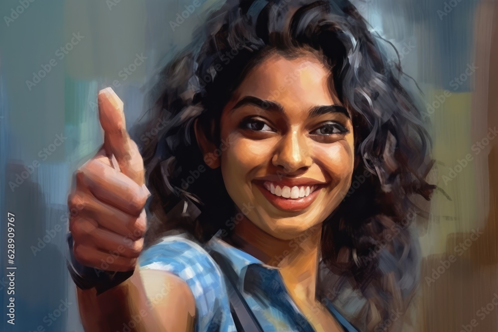 Beautiful woman giving thumbs up Fictional Character Created By Generative AI