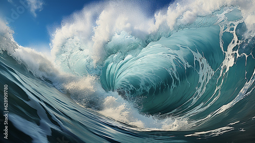 tranquil yet powerful ocean waves captured in detail - generative AI