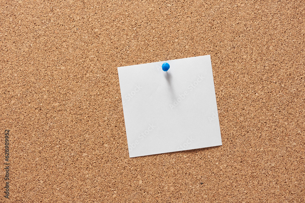 Office Cork Board with single blank note Office Cork Board with single blank note