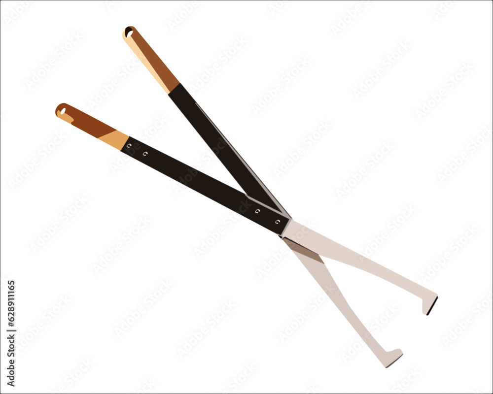 Vector Illustration Fire Log Grabber Extra Long Firewood Claw Tongs for Fireplace, Outdoor Campfire, Firepit isolated on white background. Carpentry tools. Vector Illustration Fire Log Grabber Extra Long Firewood Claw Tongs for Fireplace, Outdoor Campfire, Firepit isolated on white background. Carpentry tools.