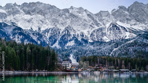 The Bavarian Alps in southeast Germany near Garmisch-Partenkirchen and Mittenwalk with Lake Eibsee.