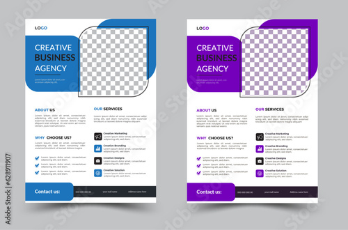 Creative Corporate & Business Flyer. abstract business flyer, vector template . modern and minimalist style. new digital marketing flyer. perpal and blue colour.